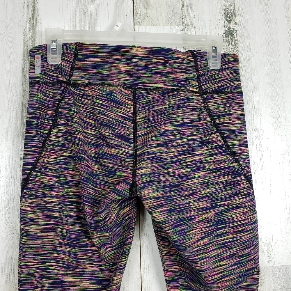 Zella colorful pinstripe cropped leggings small